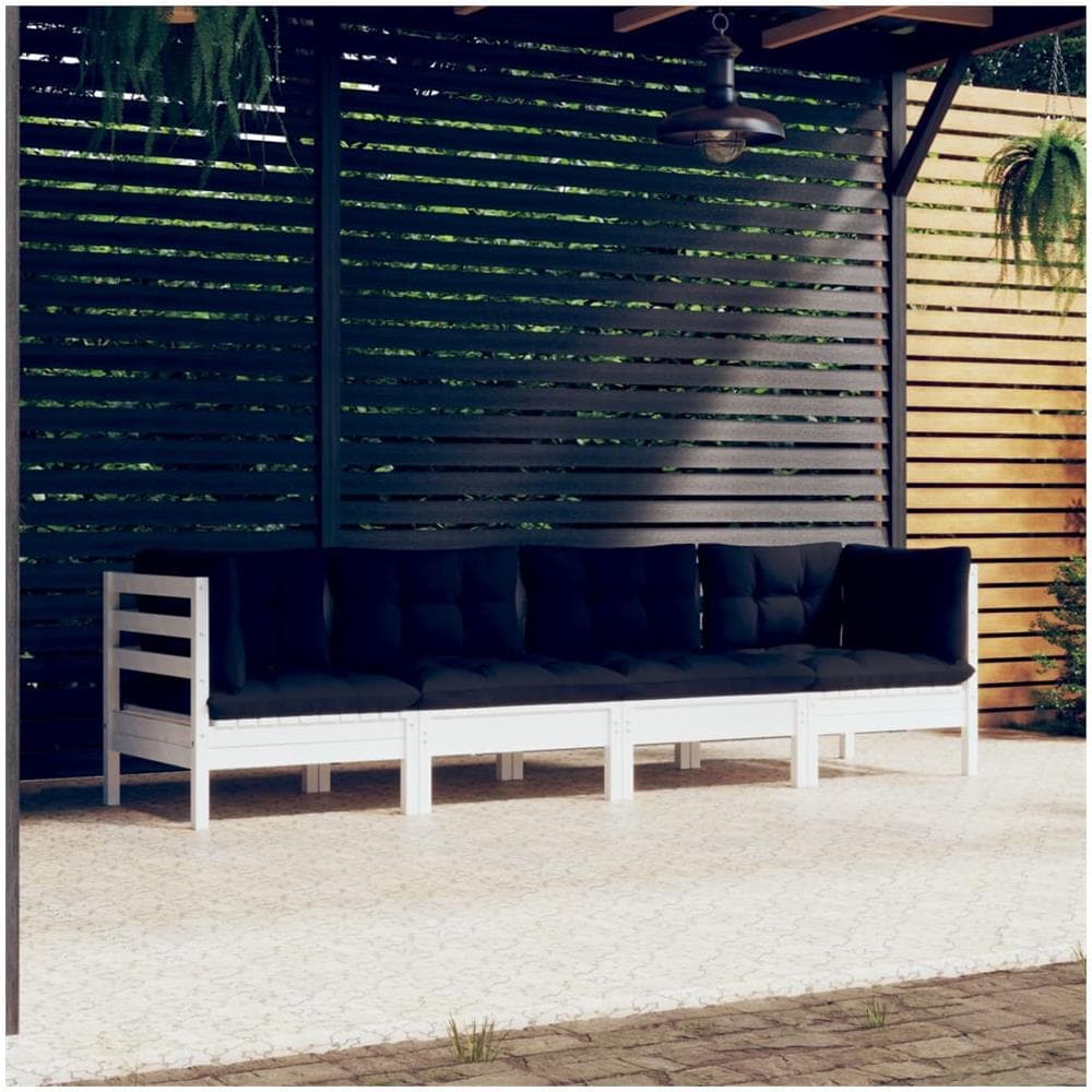 Set Divani Da Giardino 4 Pz Con Cuscini In Massello Di Pino - Foto 1