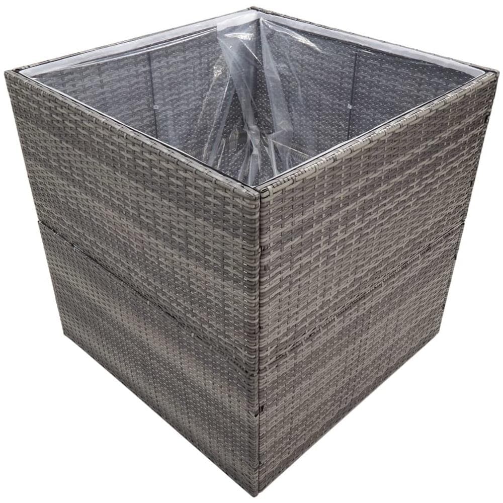 Fioriera da Giardino Grigia 80x80x80 cm in Polyrattan - Foto 2