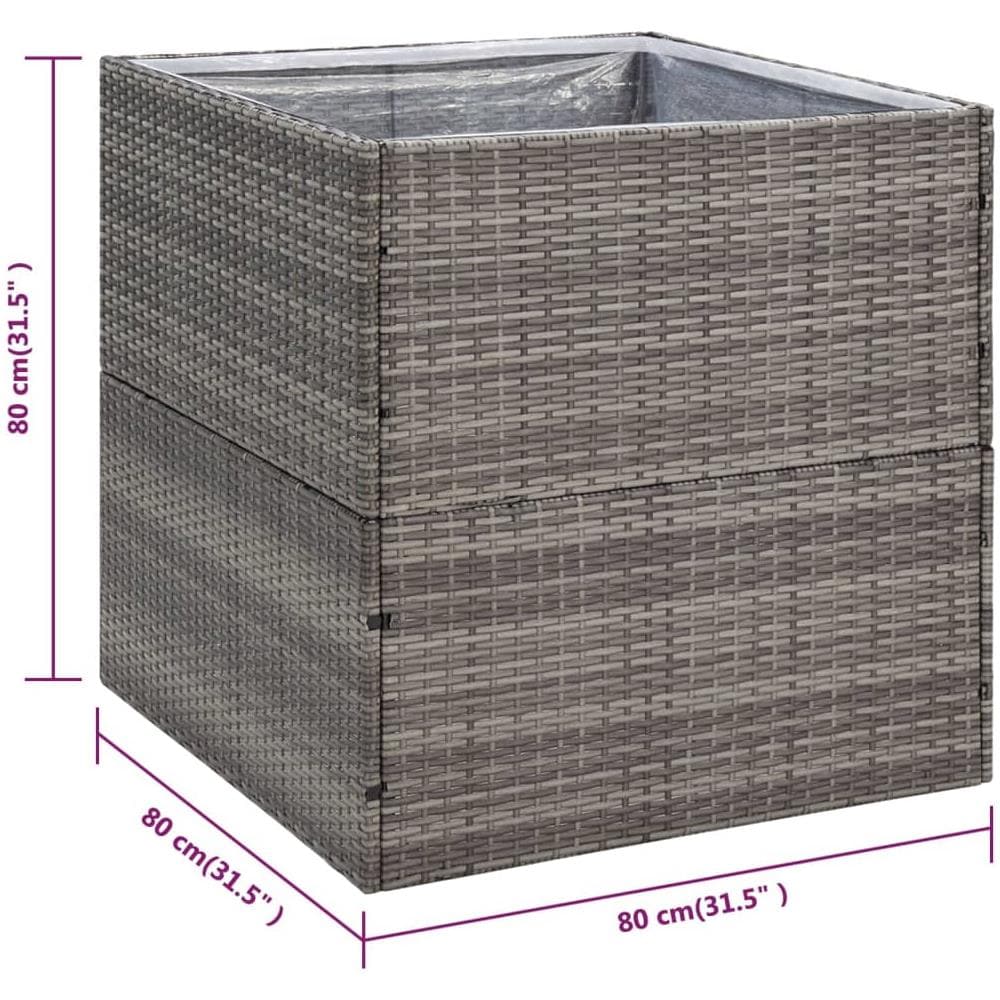 Fioriera da Giardino Grigia 80x80x80 cm in Polyrattan - Foto 5