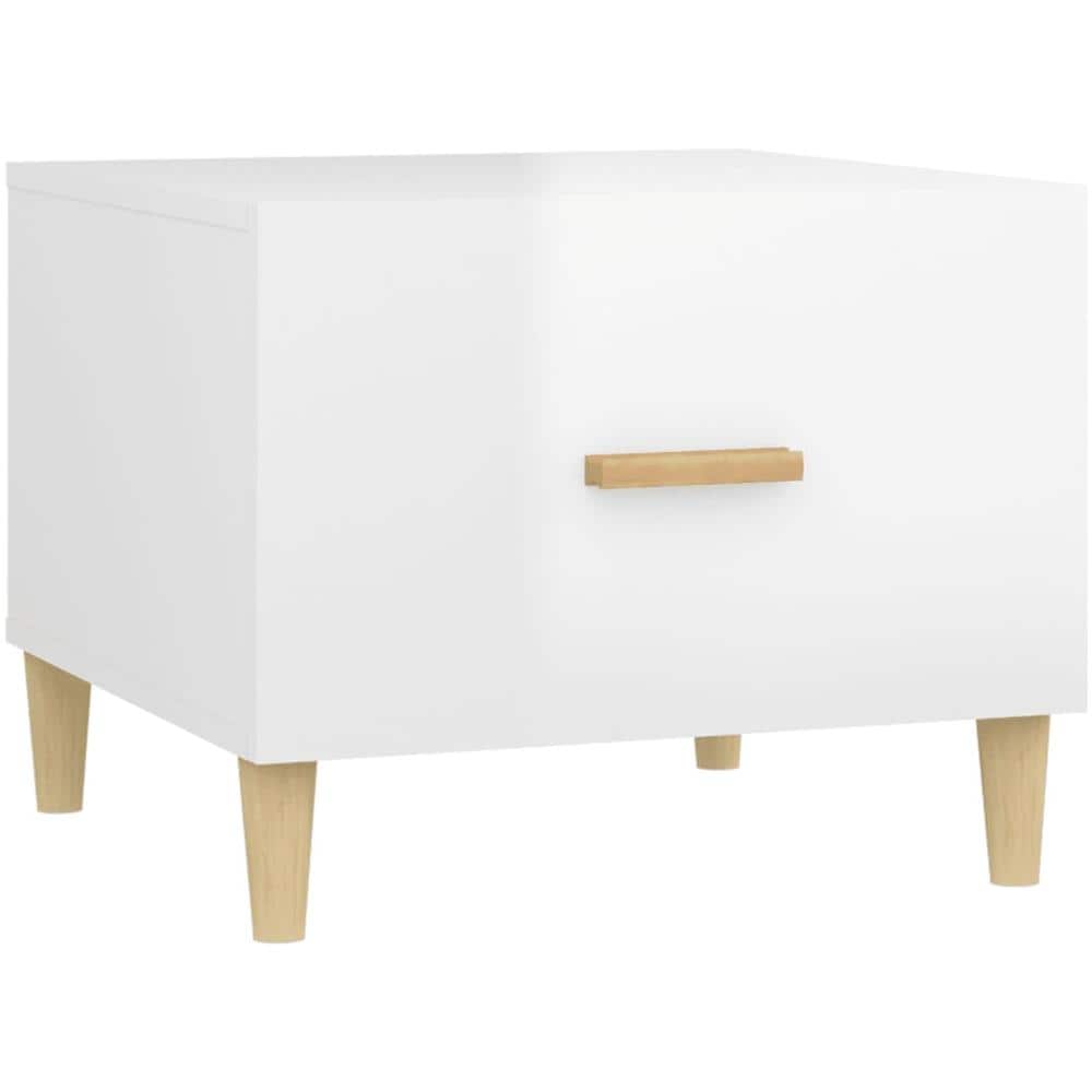 Tavolino Da Salotto Bianco Lucido 50x50x40 Cm Legno Multistrato - Foto 1