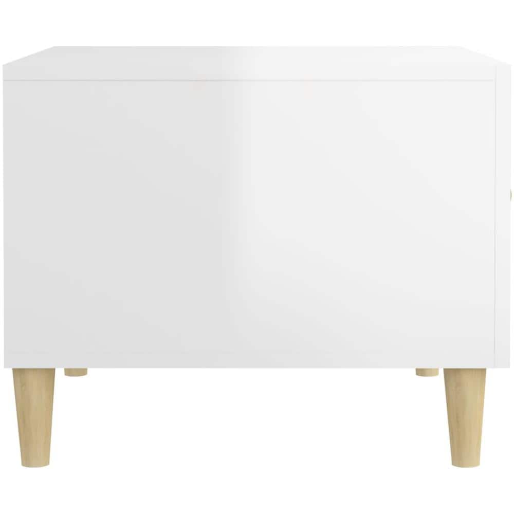 Tavolino Da Salotto Bianco Lucido 50x50x40 Cm Legno Multistrato - Foto 8