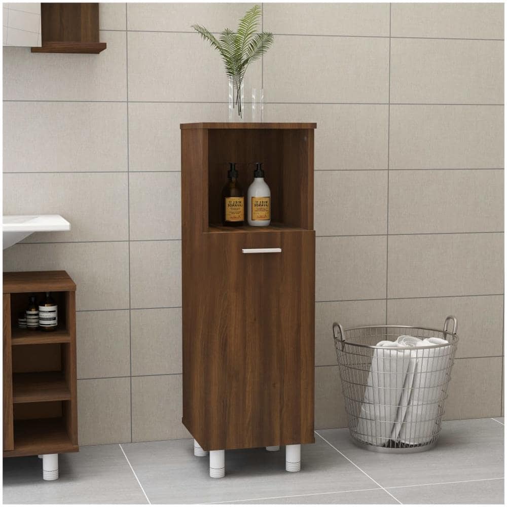 Armadietto Bagno Rovere Marrone 30x30x95cm In Legno Multistrato - Foto 1