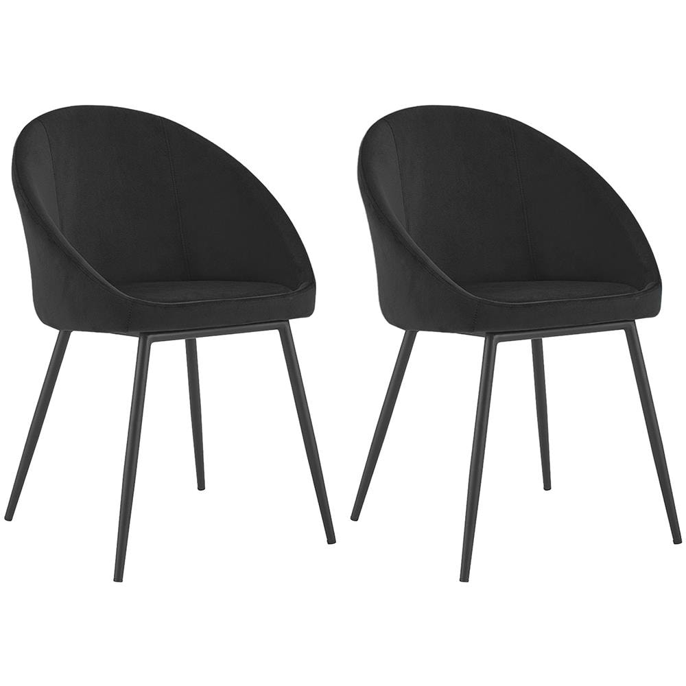 Set Di 2 Sedie Vintage Diane In Velluto Nero - Foto 1