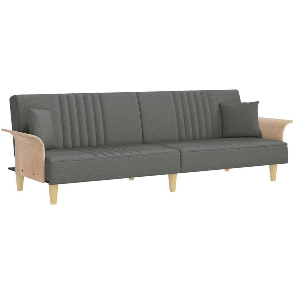 Divano Letto Con Braccioli Grigio Scuro In Tessuto - Foto 1