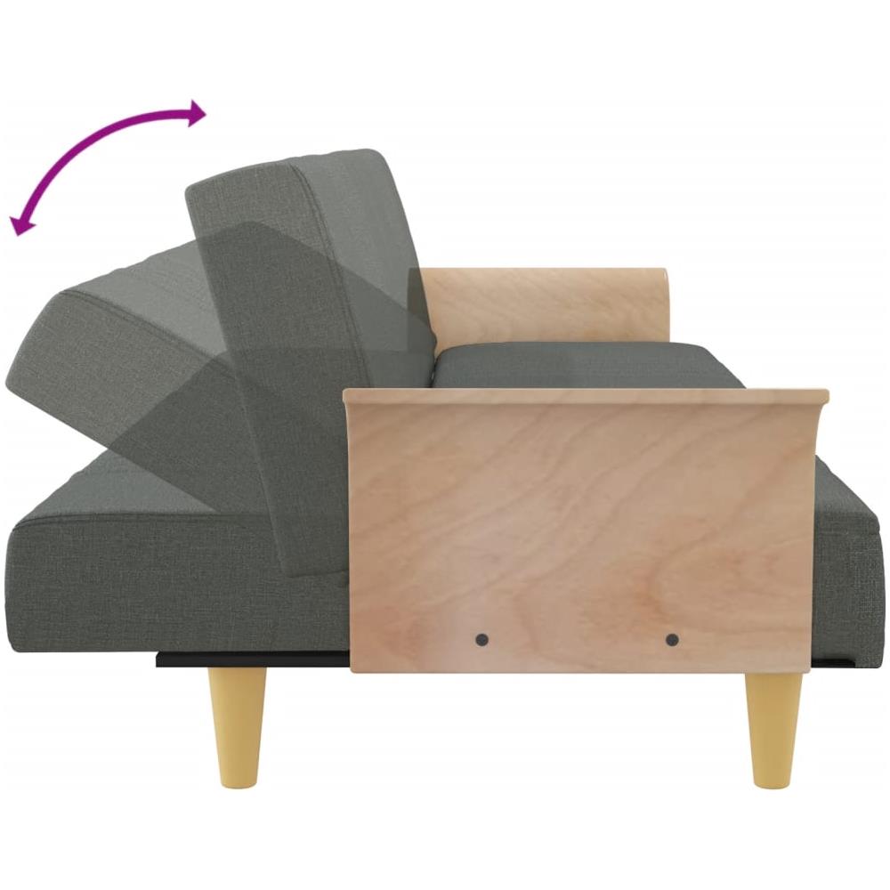 Divano Letto Con Braccioli Grigio Scuro In Tessuto - Foto 9