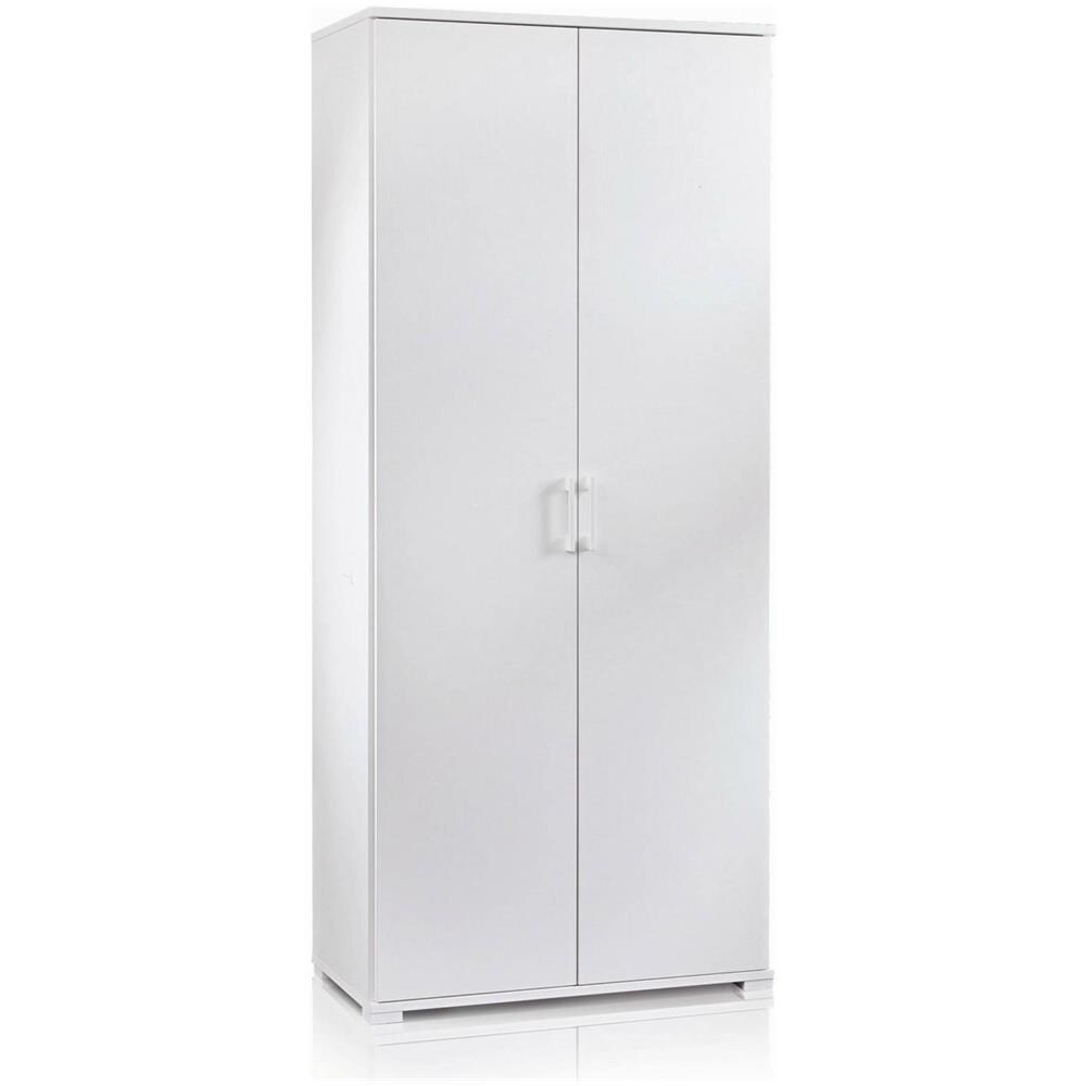 Armadio Multiuso Alisso, Mobile Lineare A 2 Ante Battenti, Guardaroba A 4 Ripiani Regolabili, Scarpiera Moderna, 100% Made In Italy, 90x45h195 Cm, Bianco - Foto 2