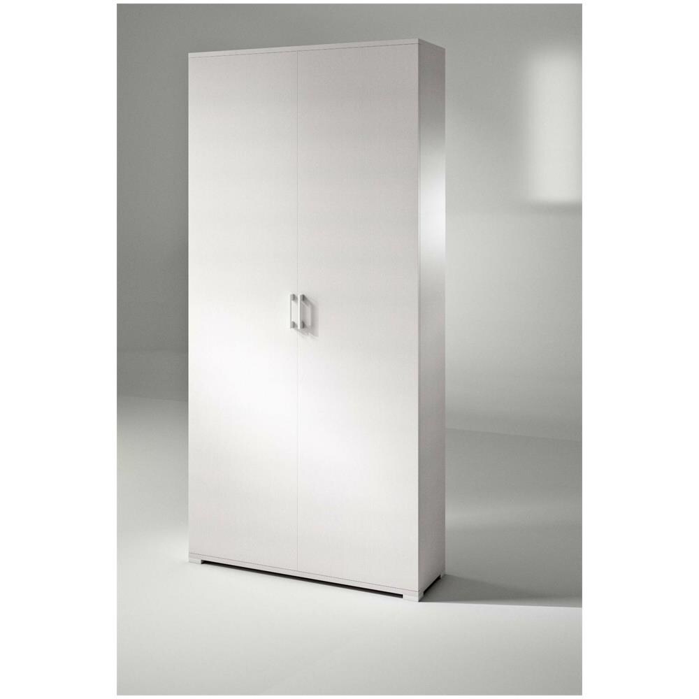 Armadio Multiuso Alisso, Mobile Lineare A 2 Ante Battenti, Guardaroba A 4 Ripiani Regolabili, Scarpiera Moderna, 100% Made In Italy, 90x45h195 Cm, Bianco - Foto 4