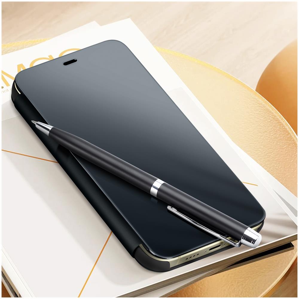 Custodia Clear View Per Iphone 15 Plus Effetto Specchio Supporto Nera - Foto 5