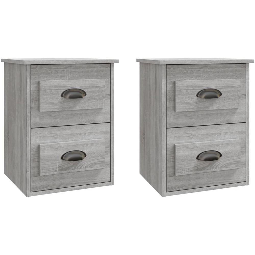 Comodini A Parete 2 Pz Grigio Sonoma 41,5x36x53 Cm - Foto 2