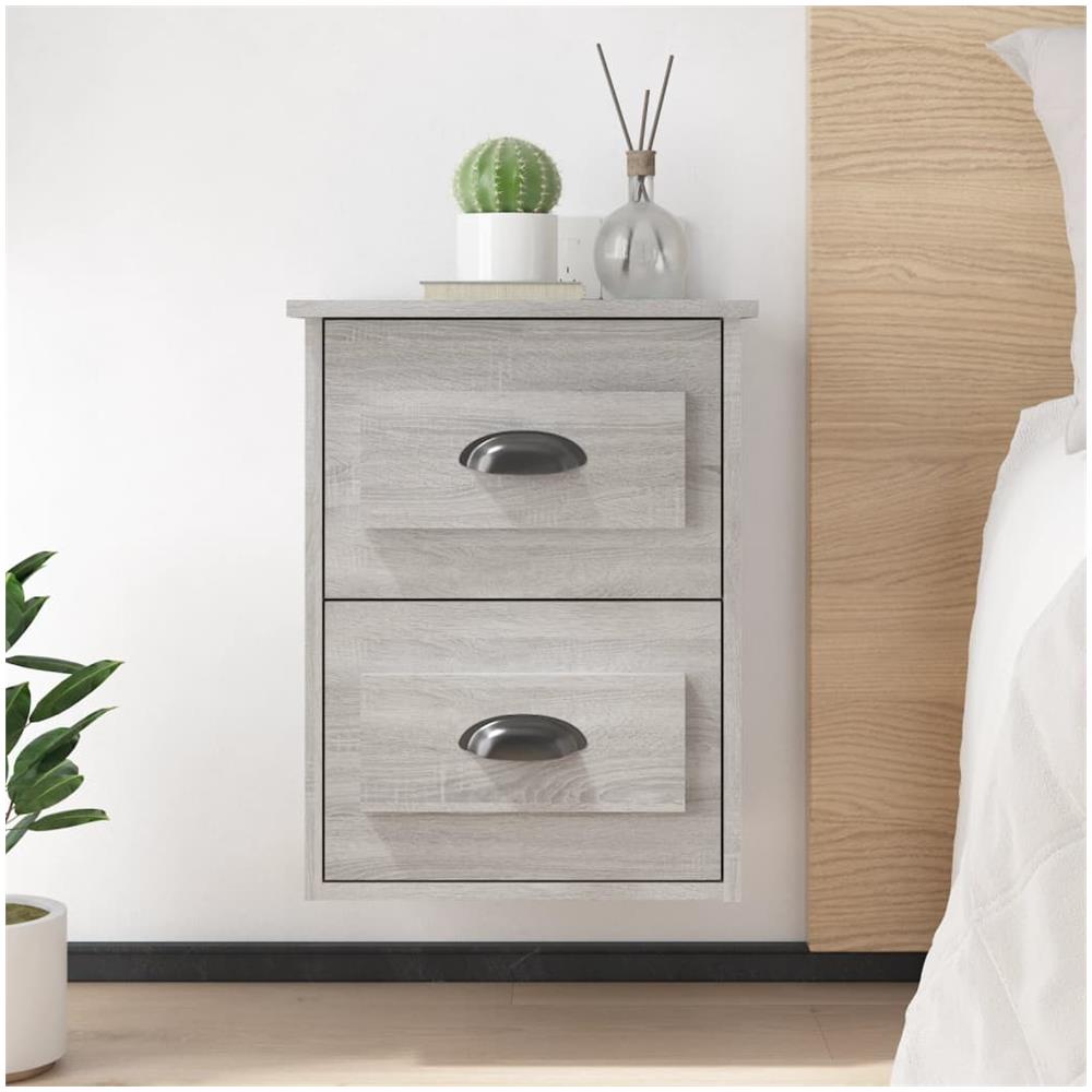 Comodini A Parete 2 Pz Grigio Sonoma 41,5x36x53 Cm - Foto 1