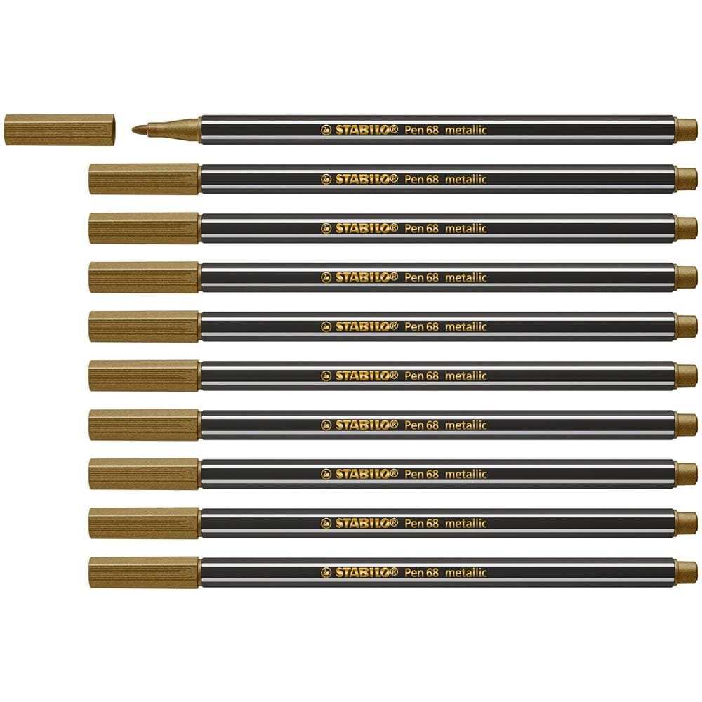 Pen 68 metallic - Pennarello Premium Metallizzato - Confezione da 10 - Oro - Foto 1