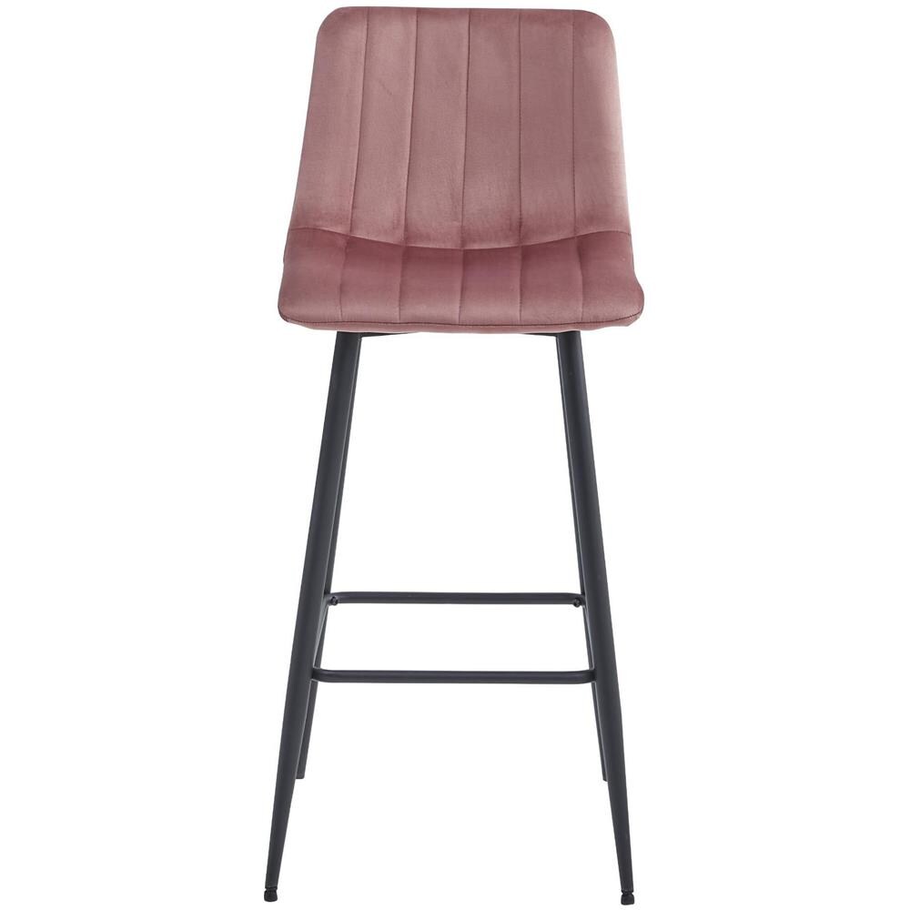 Sgabello POZZA in velluto rosa scuro con gambe nere per cucina - Foto 2
