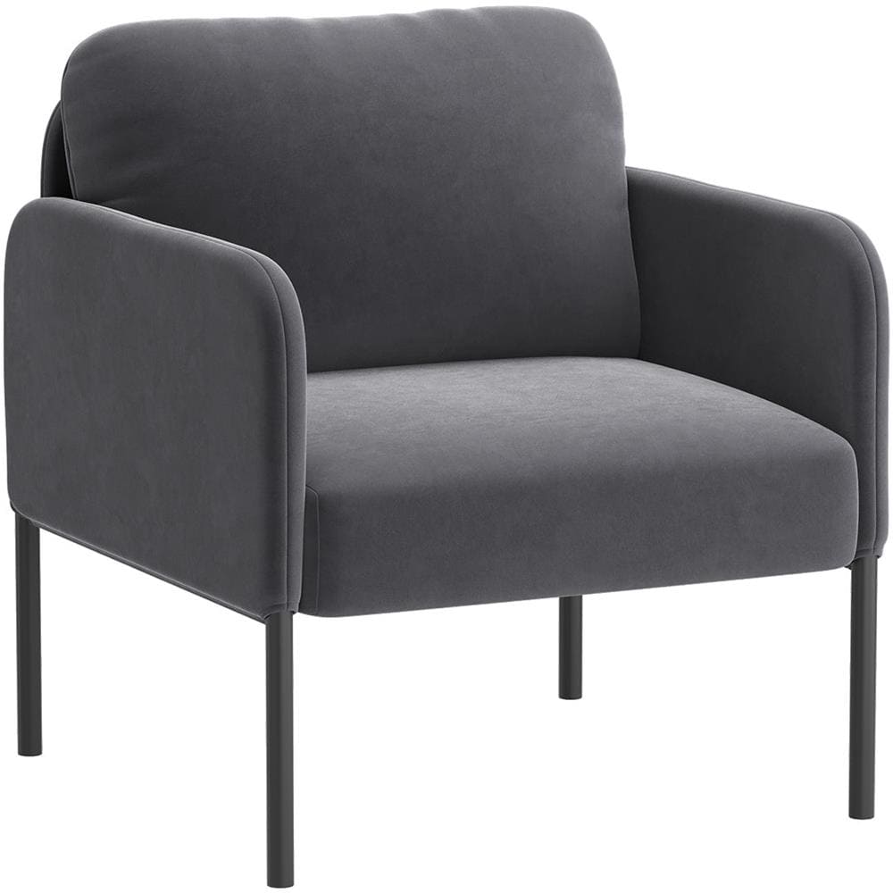 Poltrona - Comfort naturale per tutti i giorni, con schienale avvolgente e sottili gambe in metallo, Grigio - Foto 1