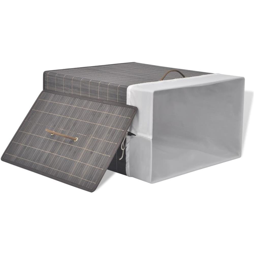 Cesto Portabiancheria In Bambù Rettangolare Marrone Scuro - Foto 6