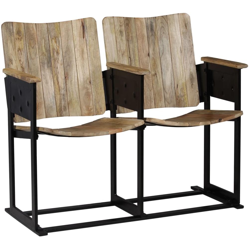 Panca A 2 Posti Legno Massello Di Mango E Acciaio 102x55x83 Cm - Foto 1