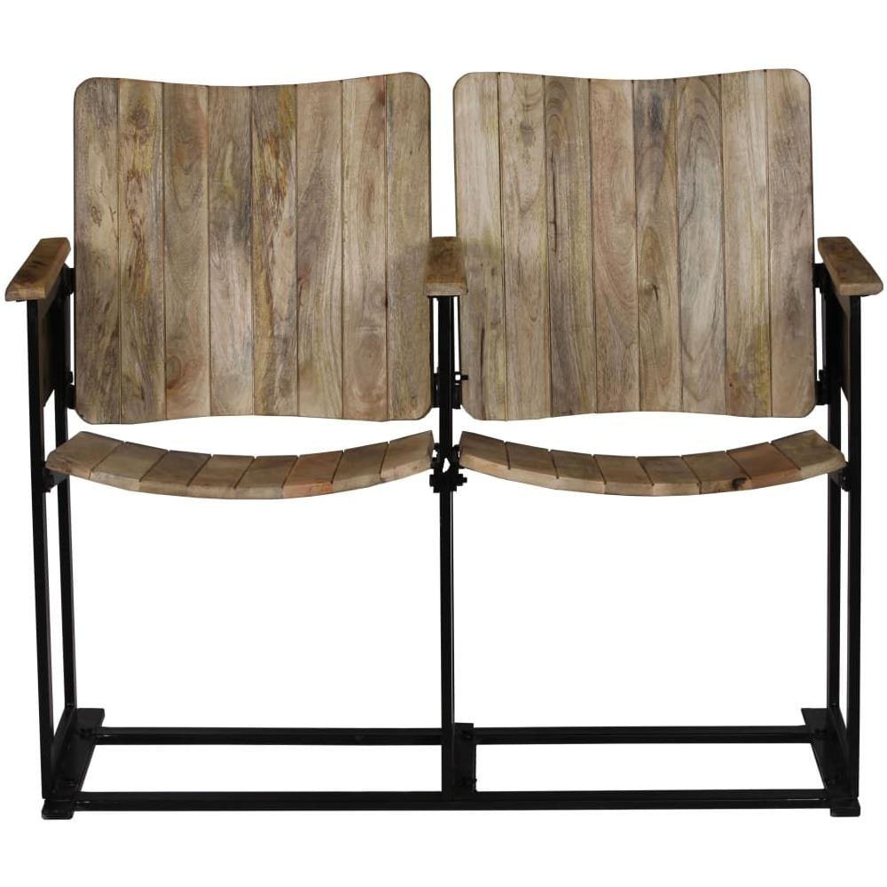 Panca A 2 Posti Legno Massello Di Mango E Acciaio 102x55x83 Cm - Foto 2