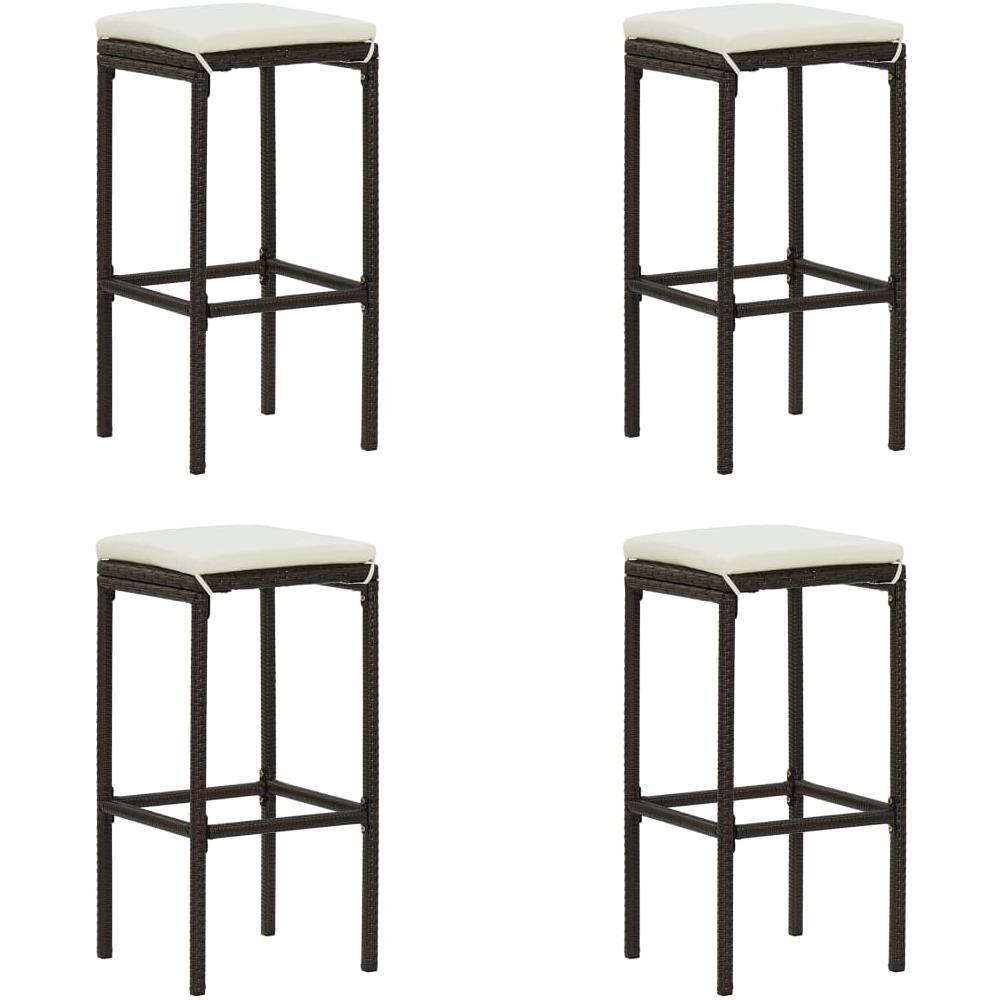 Sgabelli Da Bar Con Cuscini 4 Pz Marroni In Polyrattan - Foto 1