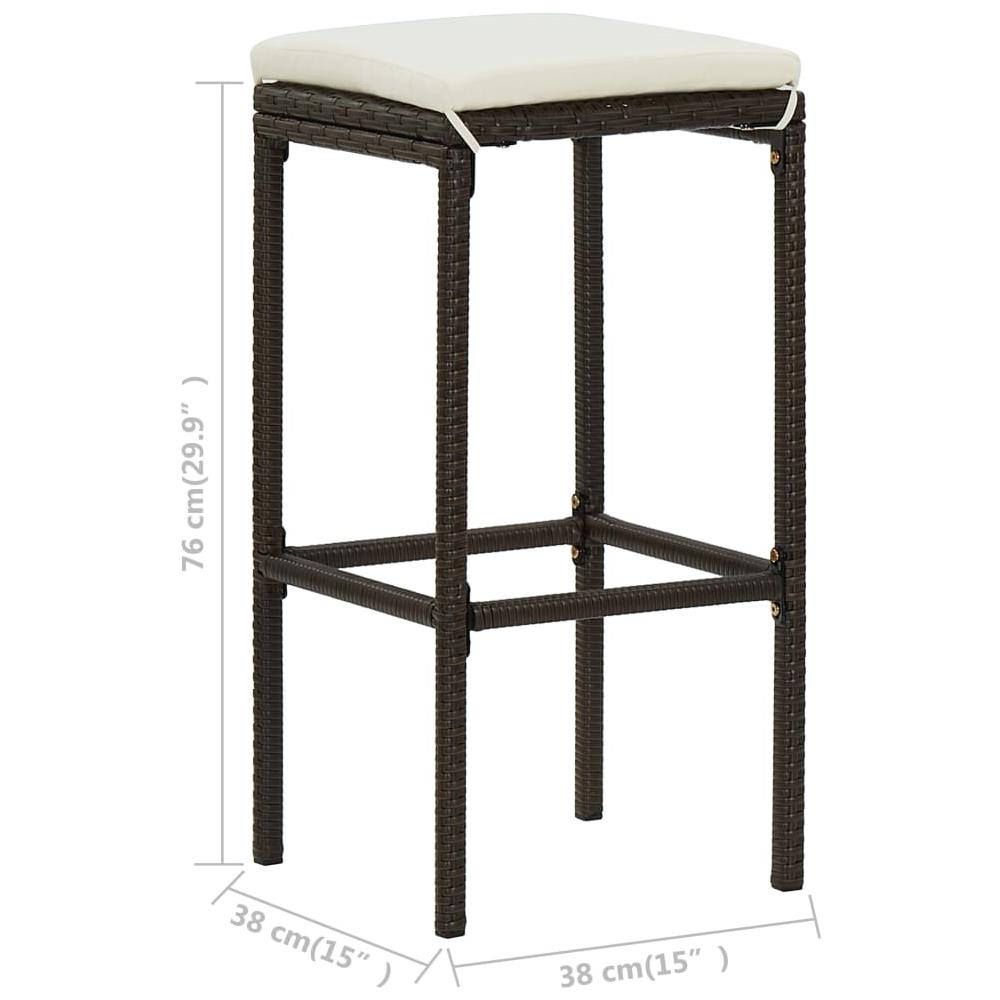 Sgabelli Da Bar Con Cuscini 4 Pz Marroni In Polyrattan - Foto 8