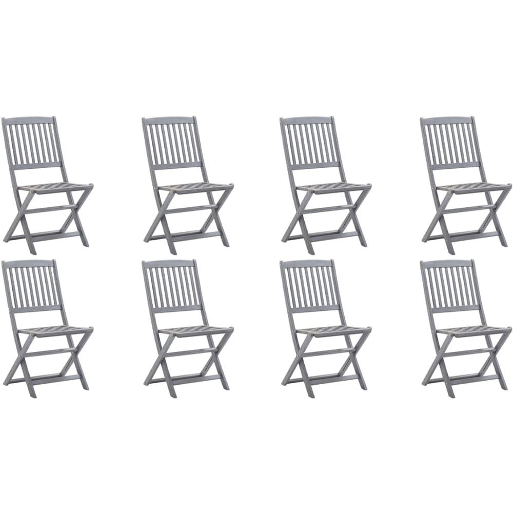 Sedie da Giardino Pieghevoli 8 pz con Cuscini Massello Acacia - Foto 2