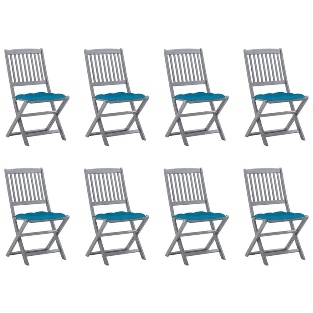 Sedie da Giardino Pieghevoli 8 pz con Cuscini Massello Acacia - Foto 1