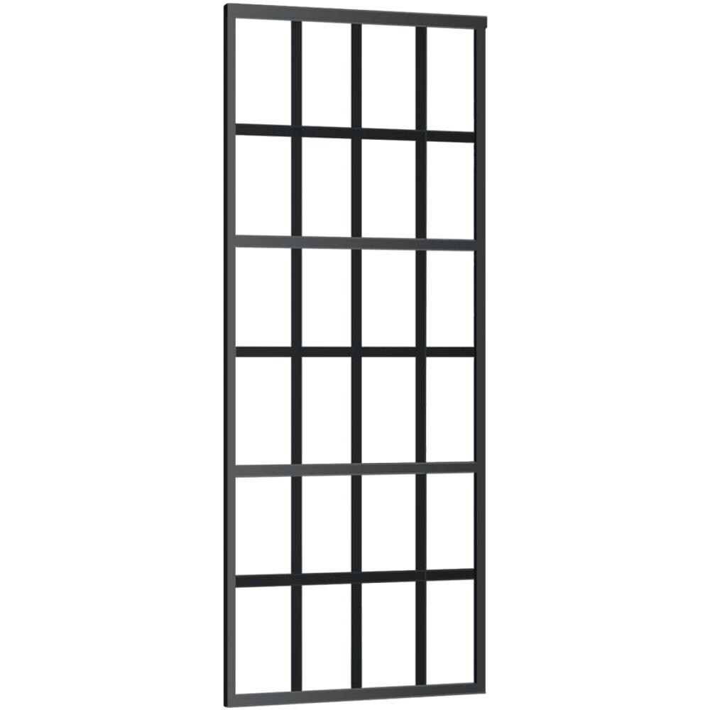 Porta Scorrevole In Vetro Esg E Alluminio 76x205 Cm Nera - Foto 1