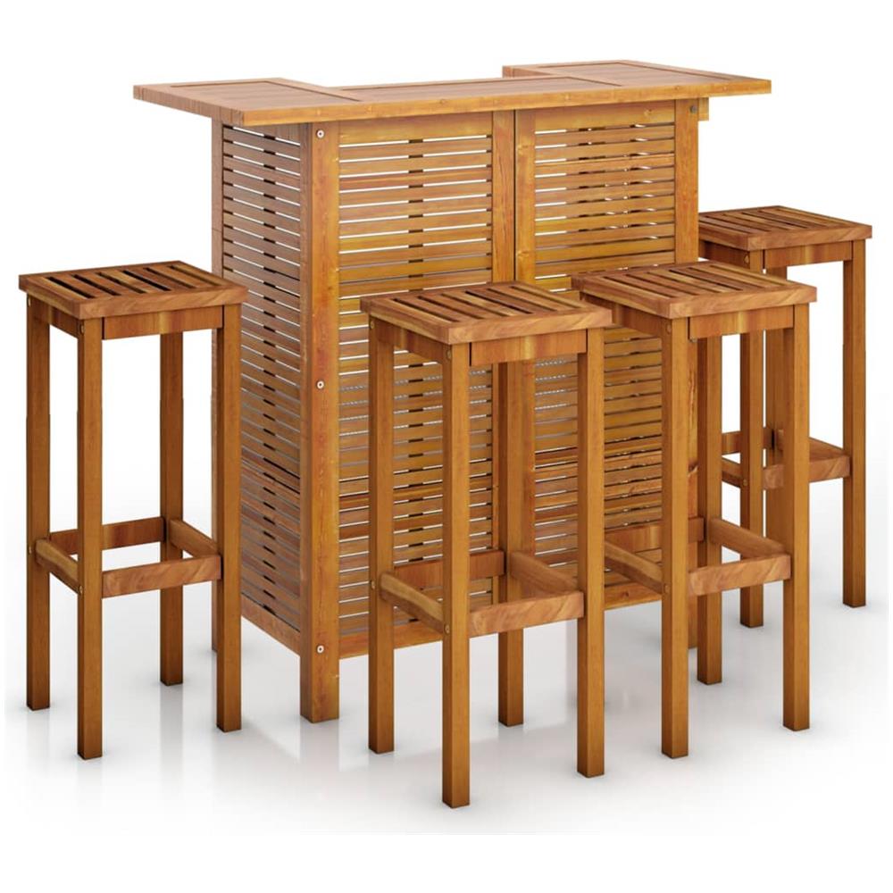 Set Da Bar Per Giardino 5 Pz In Legno Massello Di Acacia - Foto 1