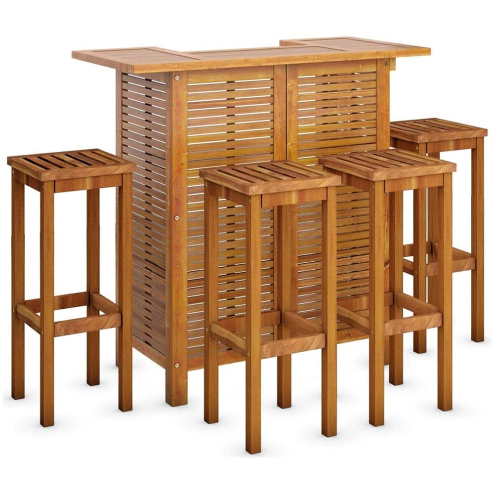 Set Da Bar Per Giardino 5 Pz In Legno Massello Di Acacia - Foto 2