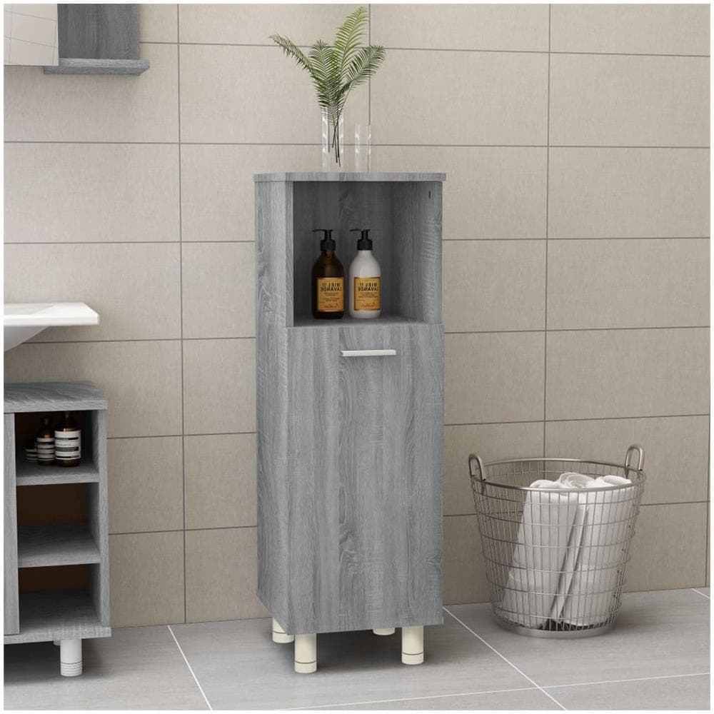 Armadietto Bagno Grigio Sonoma 30x30x95 Cm In Legno Multistrato - Foto 1