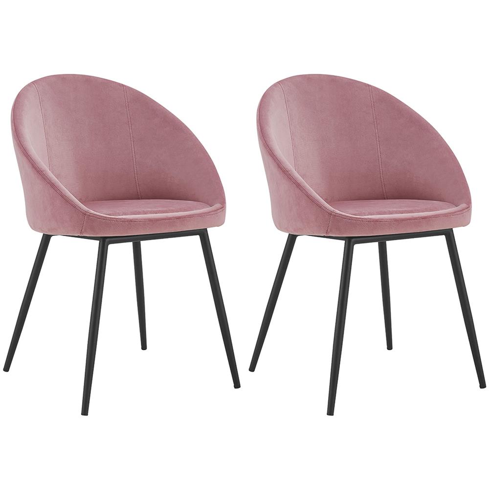 Set Di 2 Sedie Vintage Diane In Velluto Rosa - Foto 1