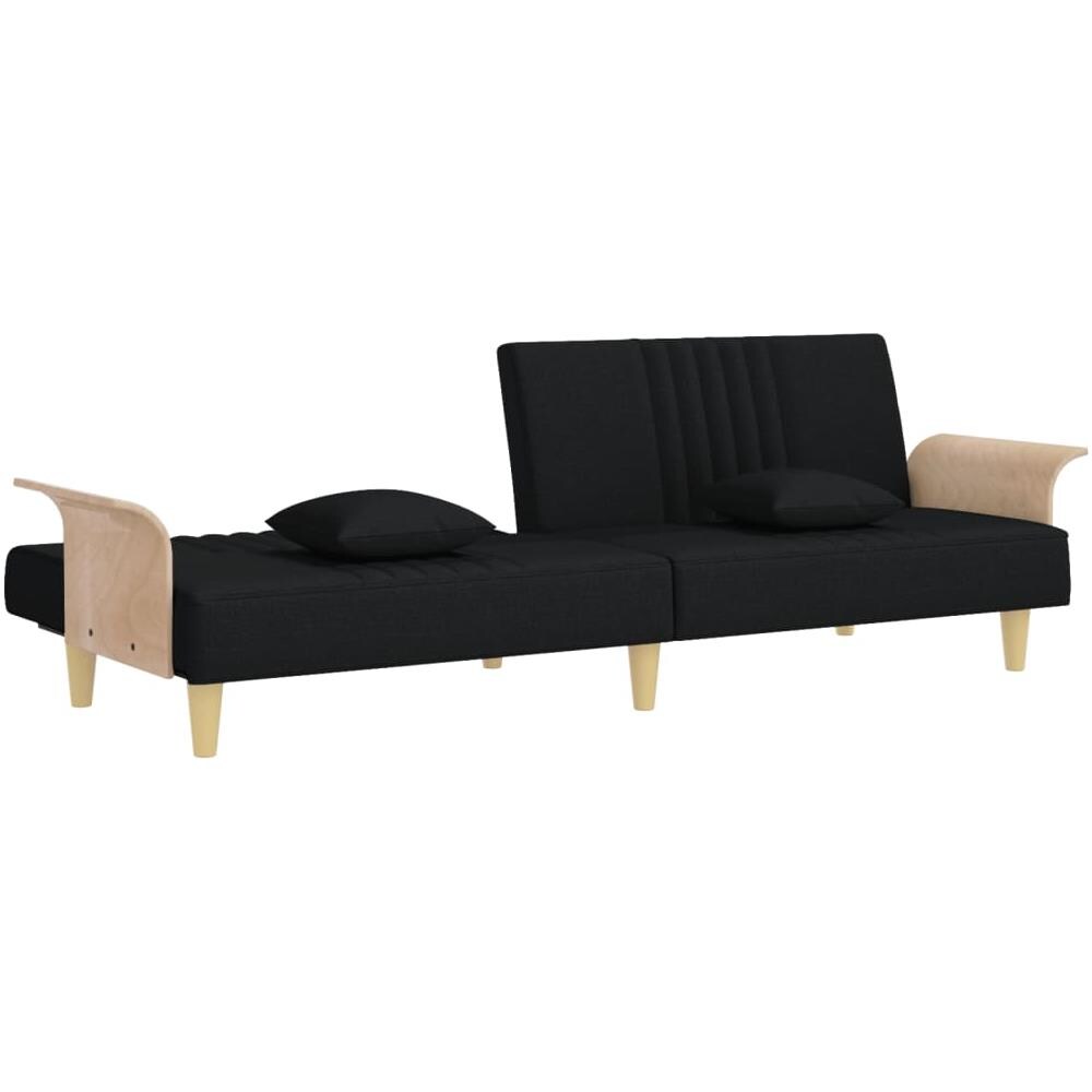Divano Letto Con Braccioli Nero In Tessuto - Foto 2
