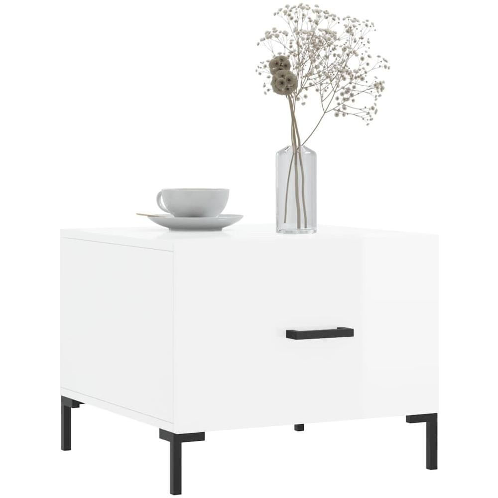 Tavolini Salotto 2pz Bianco Lucido 50x50x40cm Legno Multistrato - Foto 3