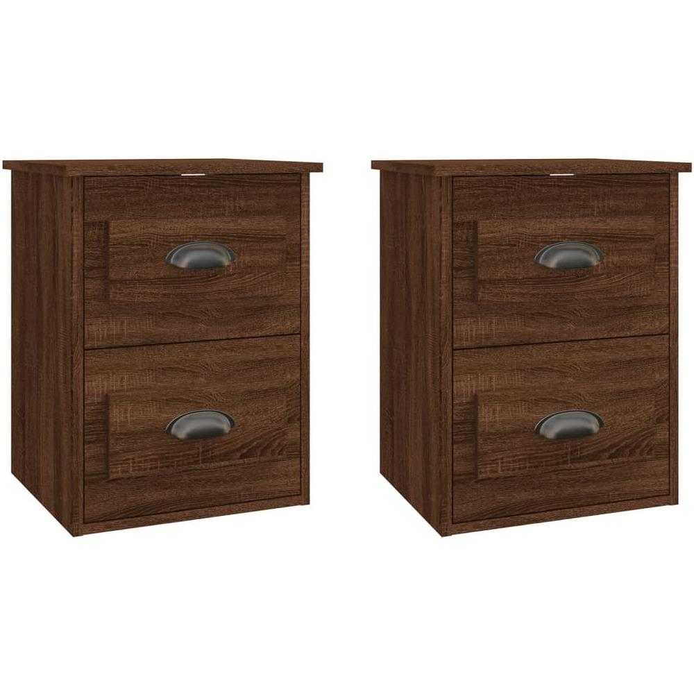 Comodini A Parete 2 Pz Rovere Marrone 41,5x36x53 Cm - Foto 2