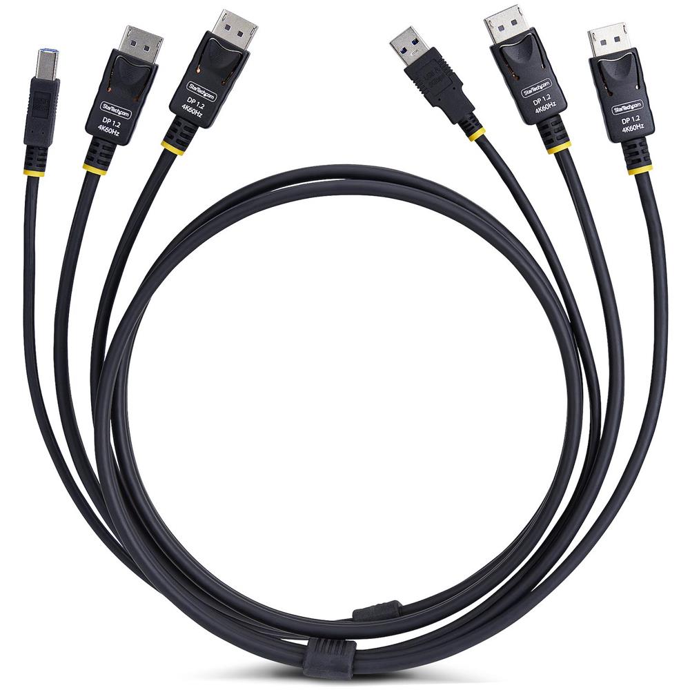 Cavo KVM con doppia porta DisplayPort e USB 5 Gbps da 1,8m, 4K 60 Hz, DP 1.2 e cavo combinato USB per switch KVM a doppio monitor - Foto 2