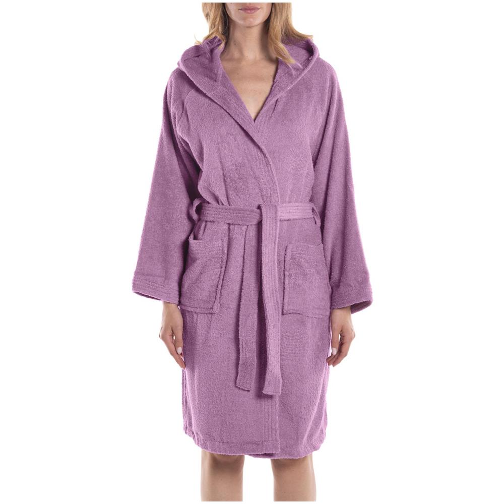 Accappatoio Con Cappuccio Spugnissima Minorca In Cotone Colore Viola Misura S - Foto 4
