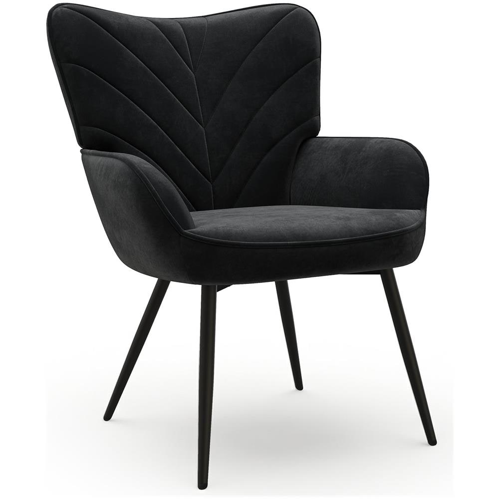 Sedia Moderna Con Motivo Fogliare - Design Semplice E Naturale, Versatile Per Soggiorno E Ufficio, Nero - Foto 1