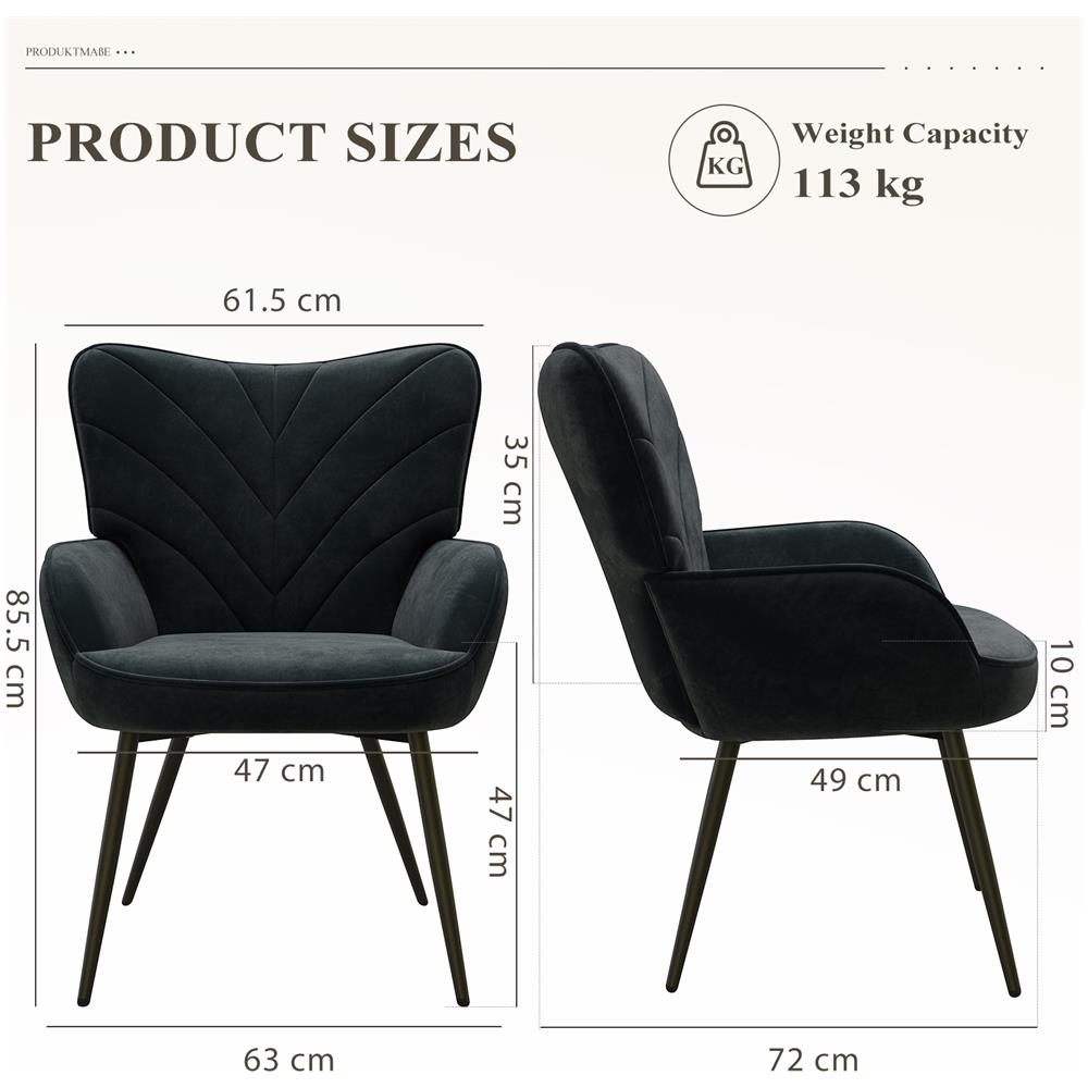 Sedia Moderna Con Motivo Fogliare - Design Semplice E Naturale, Versatile Per Soggiorno E Ufficio, Nero - Foto 2