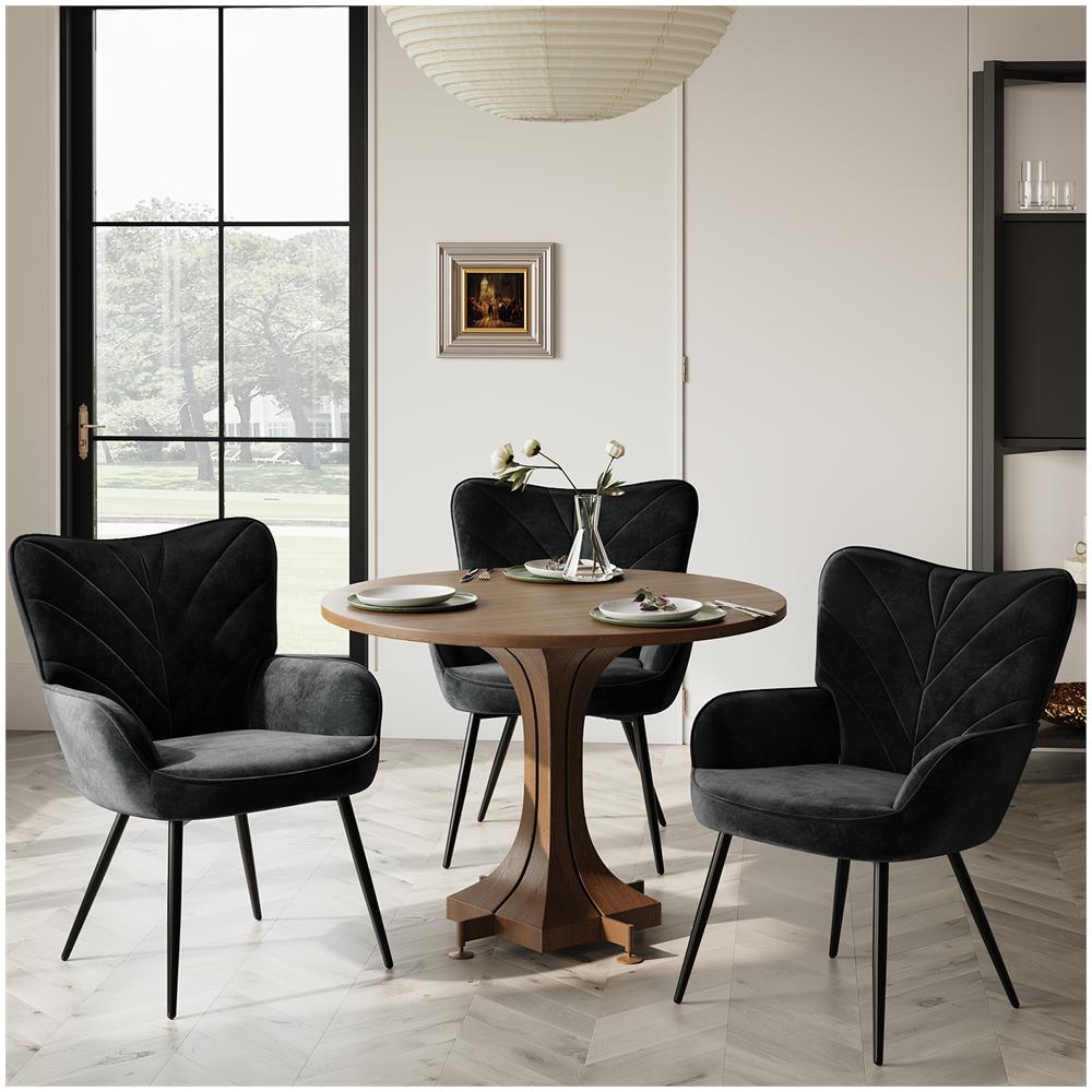 Sedia Moderna Con Motivo Fogliare - Design Semplice E Naturale, Versatile Per Soggiorno E Ufficio, Nero - Foto 8