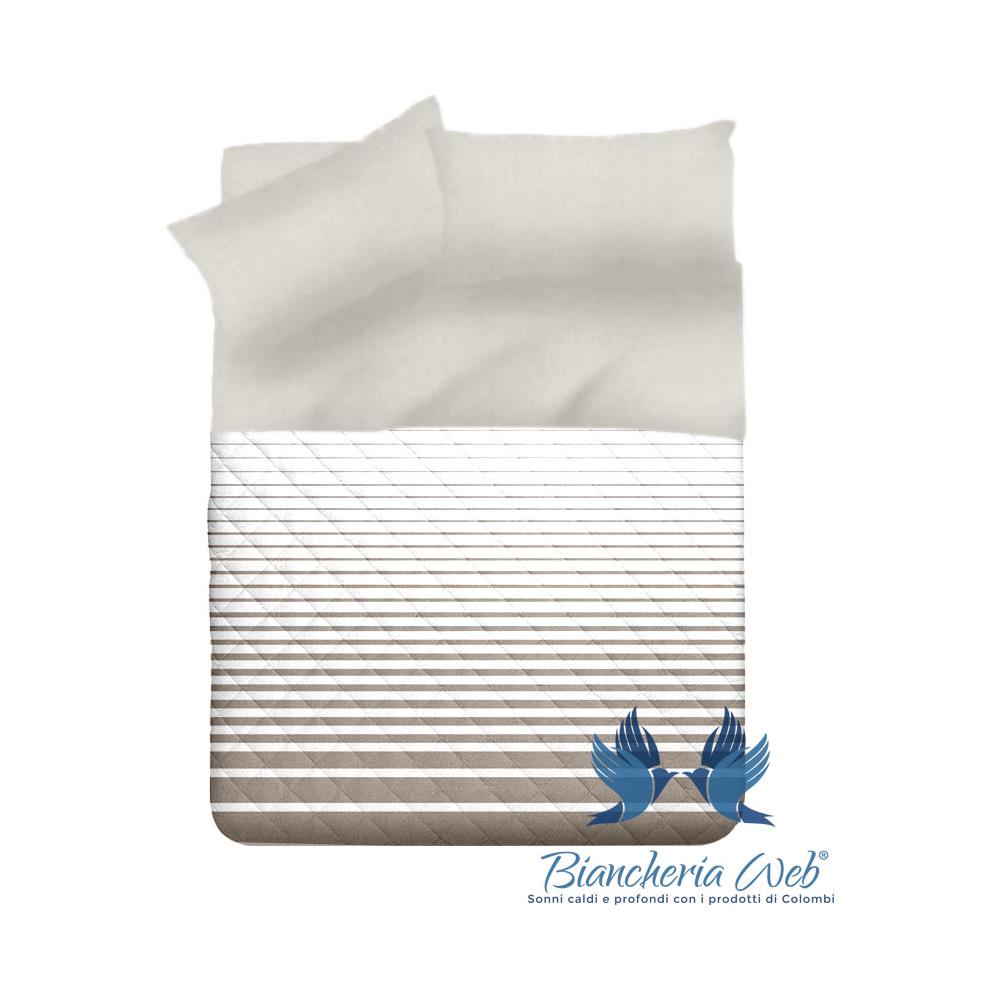 Trapuntino Piumino Estivo Primaverile 100g Disegno Rigato Matrimoniale Beige - Foto 2