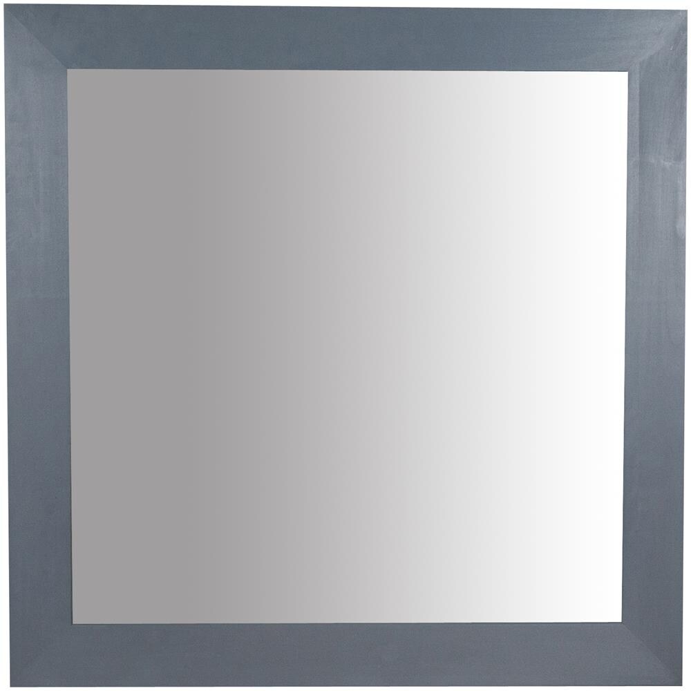 Specchiera Quadrata A Muro In Legno Massello Di Tiglio Finitura Grigia 100x3x100 Cm - Foto 1