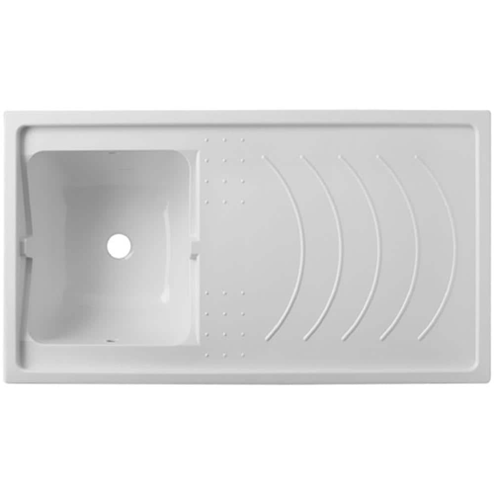 Negrari Classica Lavatoio Coprilavatrice Montato Vasca Sinistra Lavatrice Destra Colore Bianco Anta Battente Arrotondate Cerniere Chiusura Rallentata Mobile Nobilitato Idrofugo Lavabo Polipropilene Asse Pino Interno Maniglie Cromo L109 P60 109x60 H9 TH10976