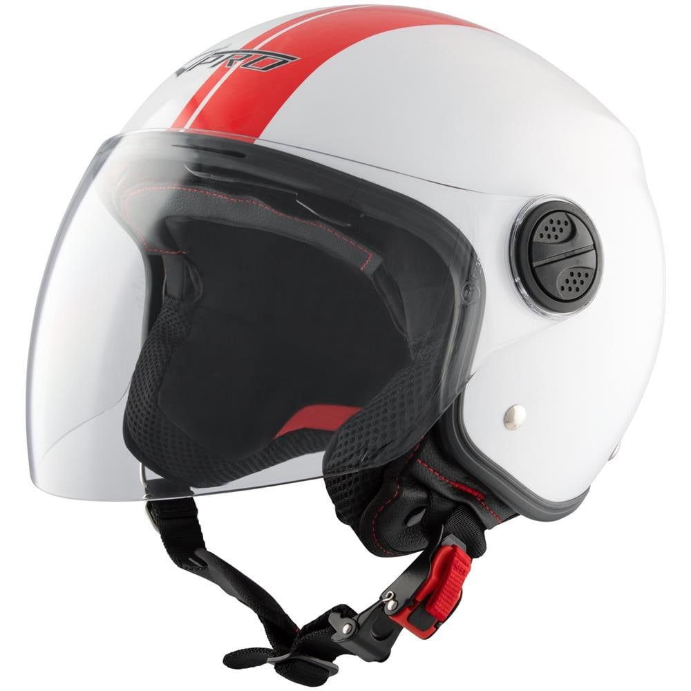 Casco Jet Moto Bianco Parasole Grafica Rossa Doppia Visiera Omologato Ece Xs - Foto 2