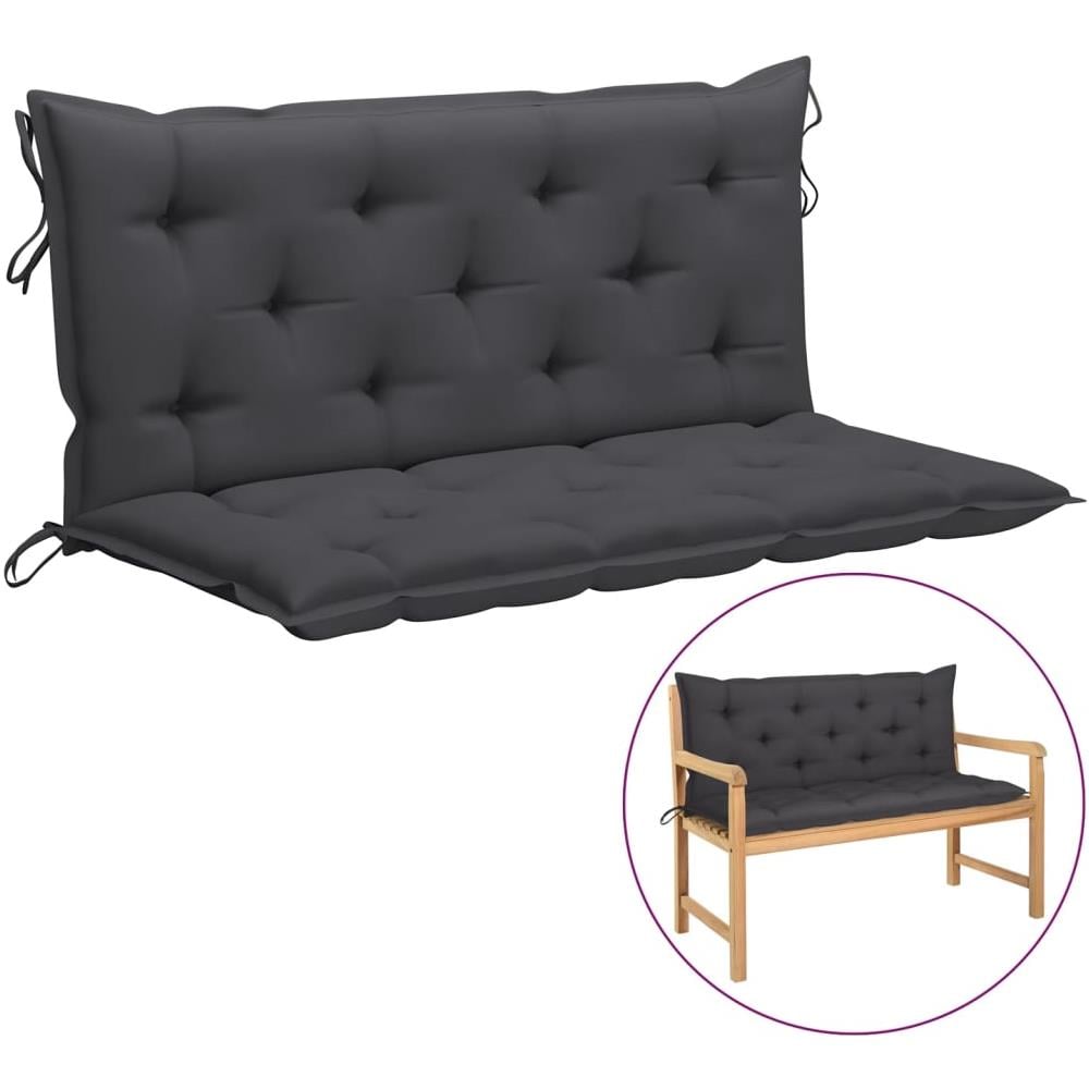 Cuscino per Panca Antracite 120x (50+50) x7cm in Tessuto Oxford - Foto 1