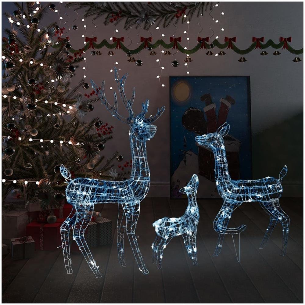 Famiglia di Renne di Natale 300 LED Bianco Freddo in Acrilico - Foto 1
