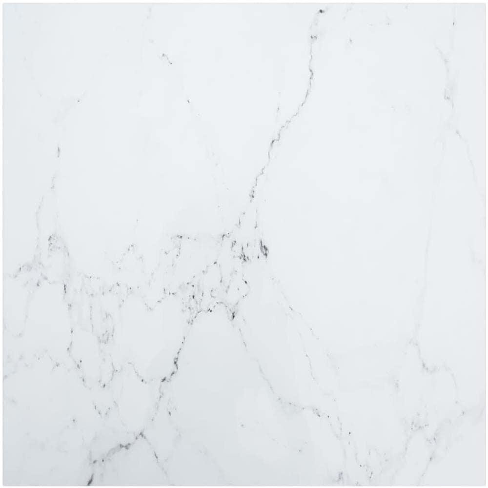 Piano Tavolo Bianco 70x70 Cm 6 Mm Vetro Temperato Aspetto Marmo - Foto 1