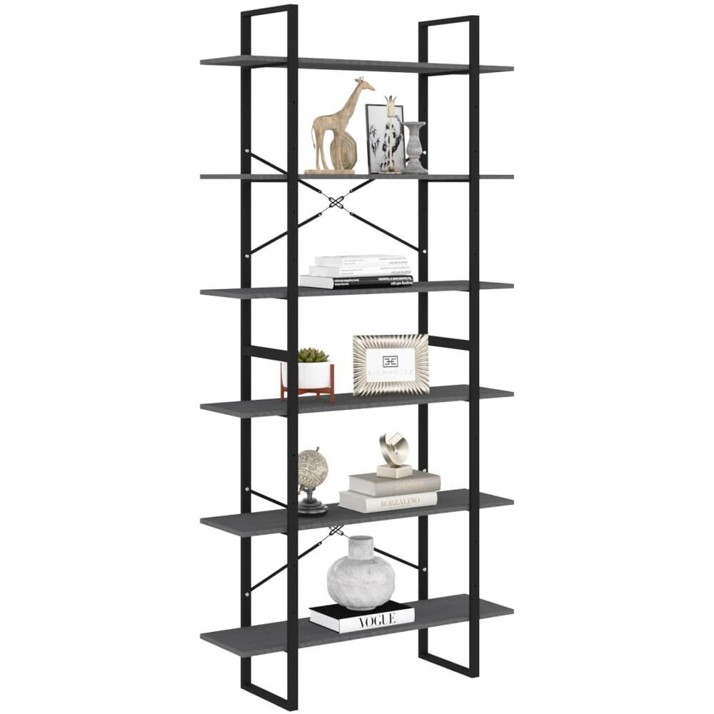 Scaffale Alto Grigio 100x30x210 Cm In Legno Massello Di Pino - Foto 3