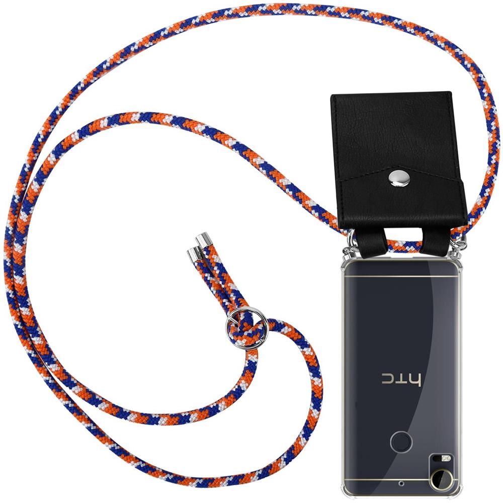 Catena Di Telefoni Cellulari Compatibile Con Htc Desire 10 Lifestyle / Desire 825 In Arancio Blu Bianco - Coperchio Protettivo In Silicone Con Anelli D'argento, Cinturino In Corda E Custodia Staccabile - Foto 1