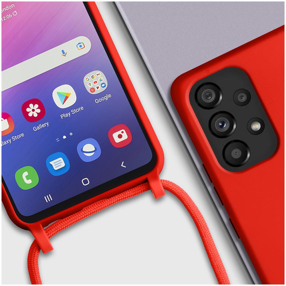 Cover Semirigida Per Samsung Galaxy A53 5g Cordino Nylon Intrecciato 80 Cm Rossa - Foto 2