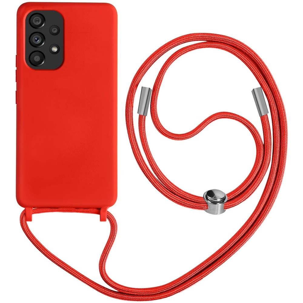 Cover Semirigida Per Samsung Galaxy A53 5g Cordino Nylon Intrecciato 80 Cm Rossa - Foto 1