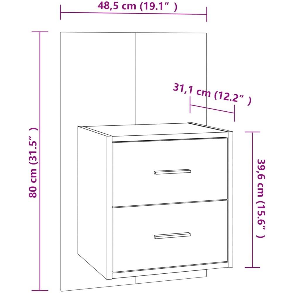 Comodino a Muro Rovere Fumo - Foto 7