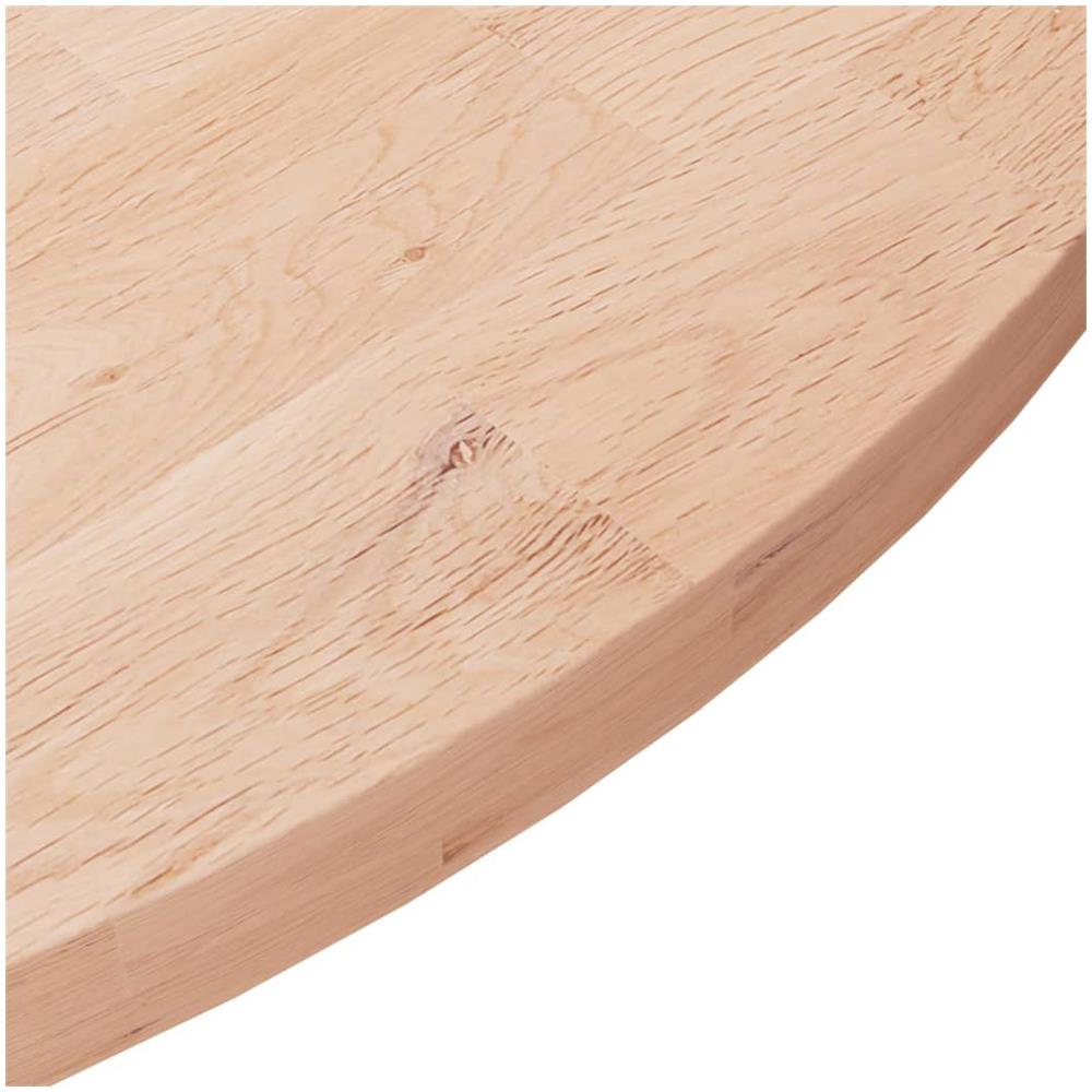 Piano Tavolo Rotondo 80x2,5 Cm Massello Di Rovere Non Trattato - Foto 3